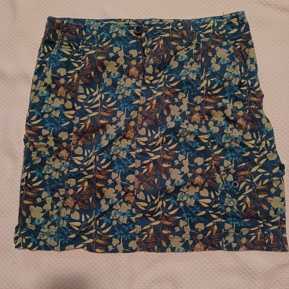 Eddie Bauer Blue and Brown Floral Mini Skirt Women's Size 12